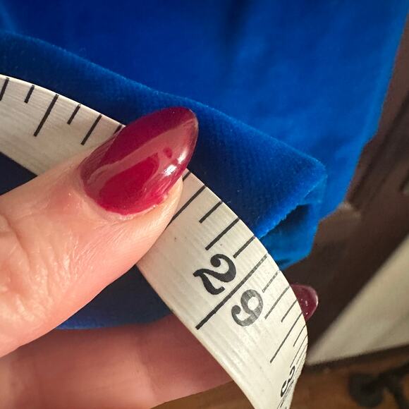 VINTAGE Handmade | Blue Velvet Babydoll Dress with ruffle sleeves | Girl's XL - Picture 5 of 9